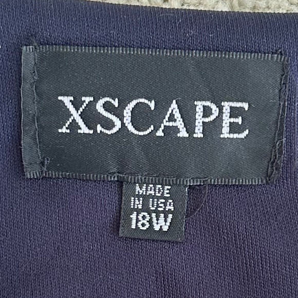 Xscape Embellished Split Sleeve Chiffon Shift Dress Navy Size 18W Cocktail - Picture 8 of 15